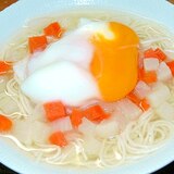 胃腸に優しい！温泉卵乗せ野菜にゅうめん♪